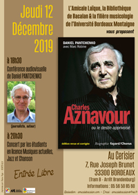 Conférférence/Concert "Charles Aznacour" au Cerisier Jeudi 12 Décembre 2019